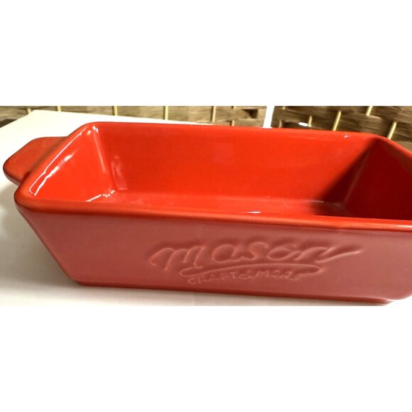 Vintage Mason Craft & More Red Ceramic Loaf Pan With Handles - Picture 4 of 4